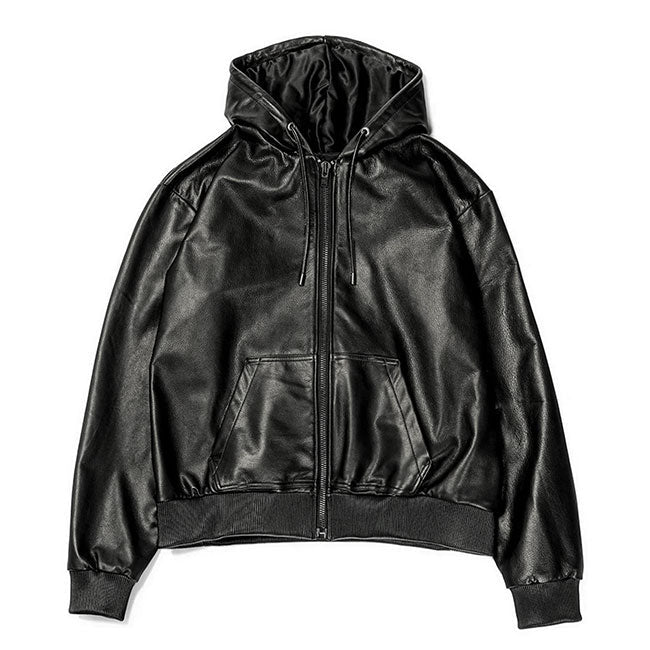 A LEATHER ZIP HOODIE LEATHER JACKET ARJ2669