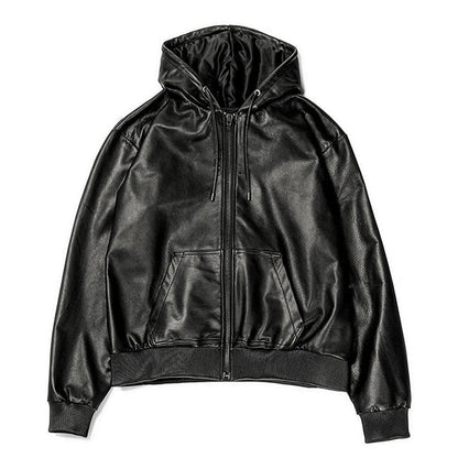 A LEATHER ZIP HOODIE LEATHER JACKET ARJ2669