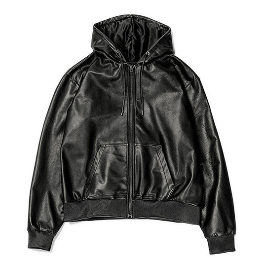 A LEATHER ZIP HOODIE LEATHER JACKET ARJ2669