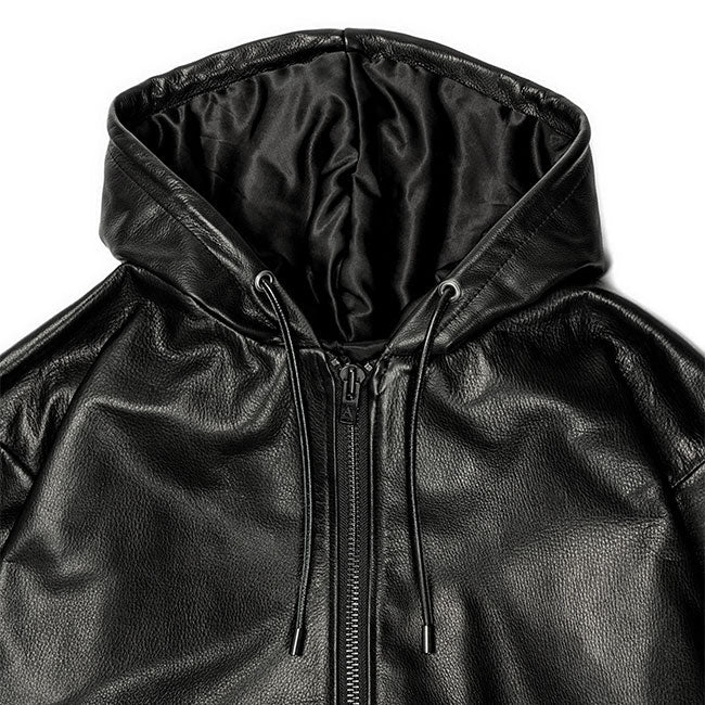 A LEATHER ZIP HOODIE LEATHER JACKET ARJ2669