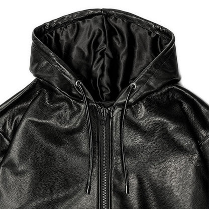 A LEATHER ZIP HOODIE LEATHER JACKET ARJ2669