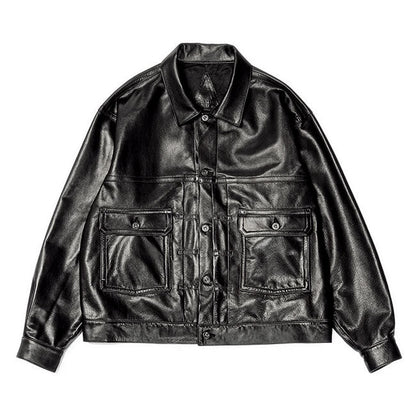 A LEATHER TRUCKER JACKET AUJ2662