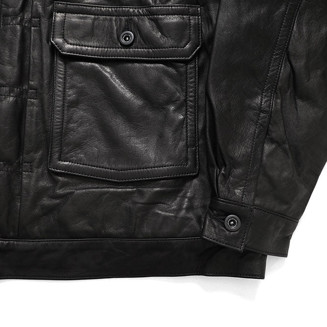 A LEATHER TRUCKER JACKET AUJ2662