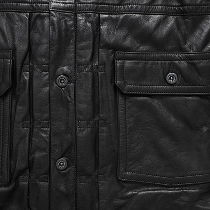A LEATHER TRUCKER JACKET AUJ2662