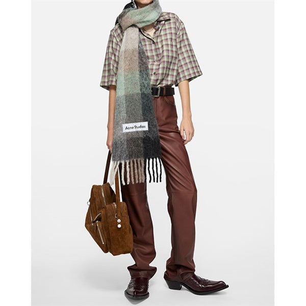 Acne Studios アクネストゥディオズ ウールモヘア チェックマフラー FN-UX-SCAR000115