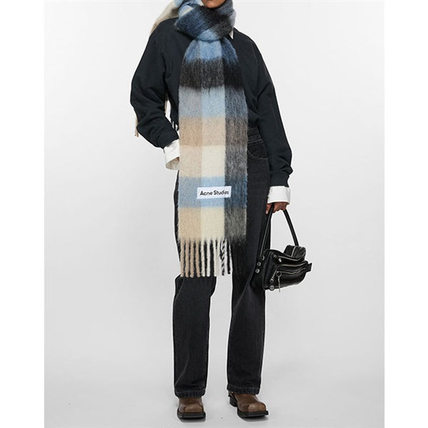 Acne Studios アクネストゥディオズ ウールモヘア チェックマフラー FN-UX-SCAR000115