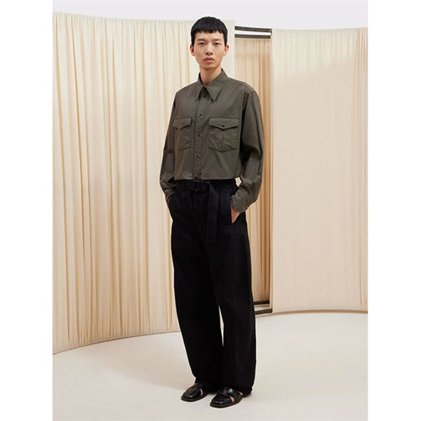 LEMAIRE ルメール ブラックデニム ツイスト ベルテッドパンツ PA326 LD1000
