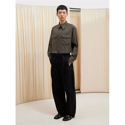 LEMAIRE ルメール ブラックデニム ツイスト ベルテッドパンツ PA326 LD1000