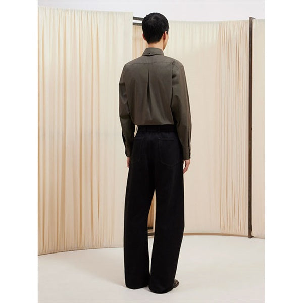 LEMAIRE ルメール ブラックデニム ツイスト ベルテッドパンツ PA326 LD1000
