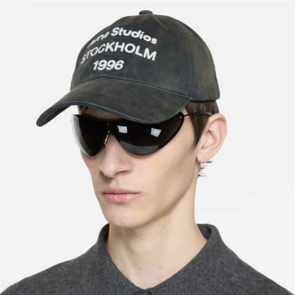 Acne Studios アクネストゥディオズ フェイデッド ロゴ刺繍 ロゴキャップ FN-UX-HATS000357 黒 帽子 メンズ レディース