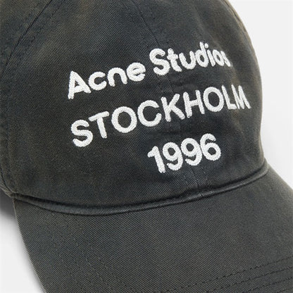 Acne Studios アクネストゥディオズ フェイデッド ロゴ刺繍 ロゴキャップ FN-UX-HATS000357 黒 帽子 メンズ レディース