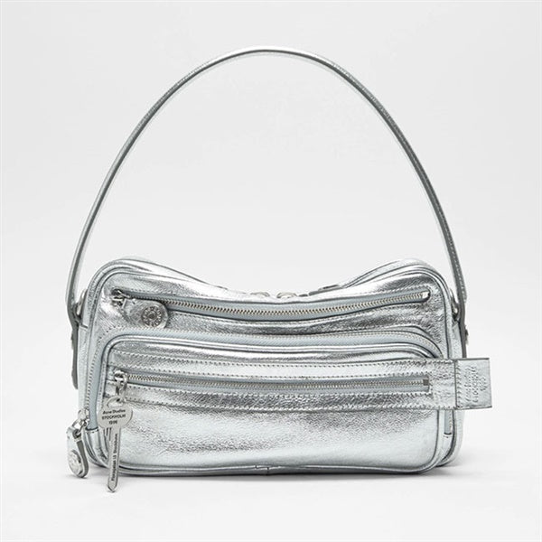 Acne Studios アクネストゥディオズ Camero Party カメロ パーティー レザー ショルダーバッグ クロスボディバッグ メタリックシルバー 銀