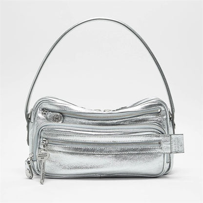 Acne Studios アクネストゥディオズ Camero Party カメロ パーティー レザー ショルダーバッグ クロスボディバッグ メタリックシルバー 銀