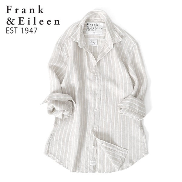 Frank&Eileen フランク&アイリーン FINBAR SSLN フィンバー ストライプ イタリアン リネンシャツ 3620700033