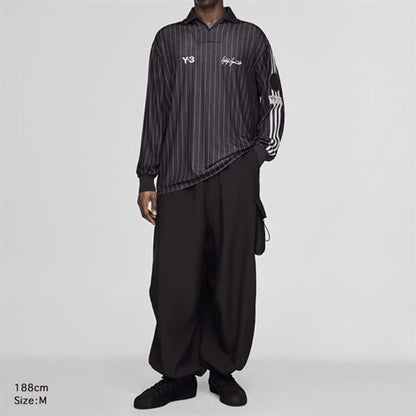 Y-3 ワイスリー ストライプ オーバーサイズ フットボールシャツ KS7574