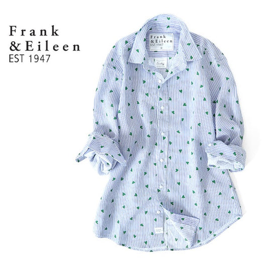 Frank&Eileen フランク&アイリーン FINBAR NSGL フィンバー ハート柄 ストライプ リネンシャツ 3920700123