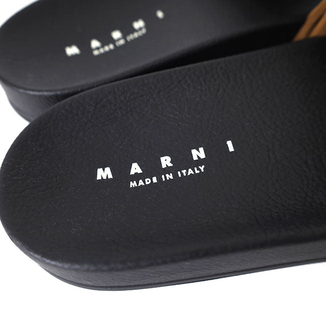 MARNI マルニ バラジウム ラフィア調 ラバースライド ロゴ サンダル SAMR003702P3860