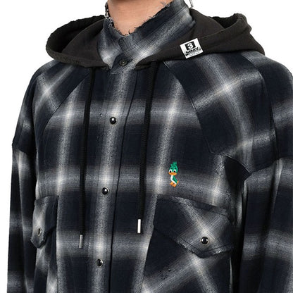 Maison MIHARA YASUHIRO ミハラヤスヒロ フード付き チェックシャツ J15SH182