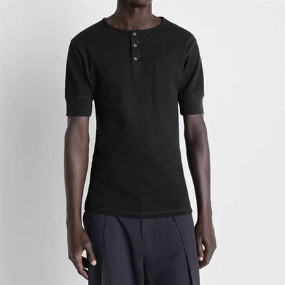 LEMAIRE ルメール コットンリネン ヘンリーネックリブTシャツ TS0007 LJ1030