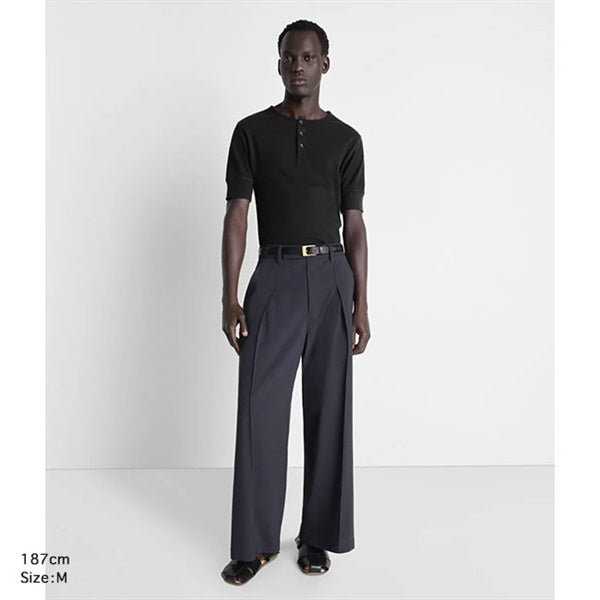 LEMAIRE ルメール コットンリネン ヘンリーネックリブTシャツ TS0007 LJ1030