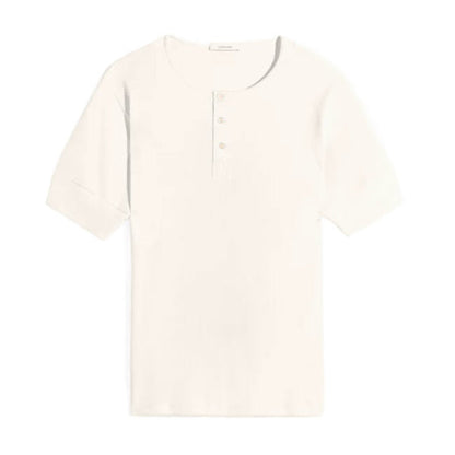 LEMAIRE ルメール コットンリネン ヘンリーネックリブTシャツ TS0007 LJ1030