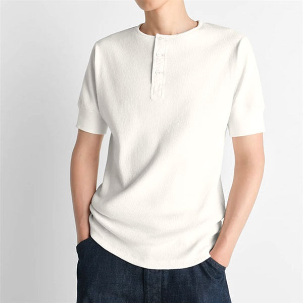 LEMAIRE ルメール コットンリネン ヘンリーネックリブTシャツ TS0007 LJ1030