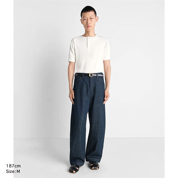 LEMAIRE ルメール コットンリネン ヘンリーネックリブTシャツ TS0007 LJ1030