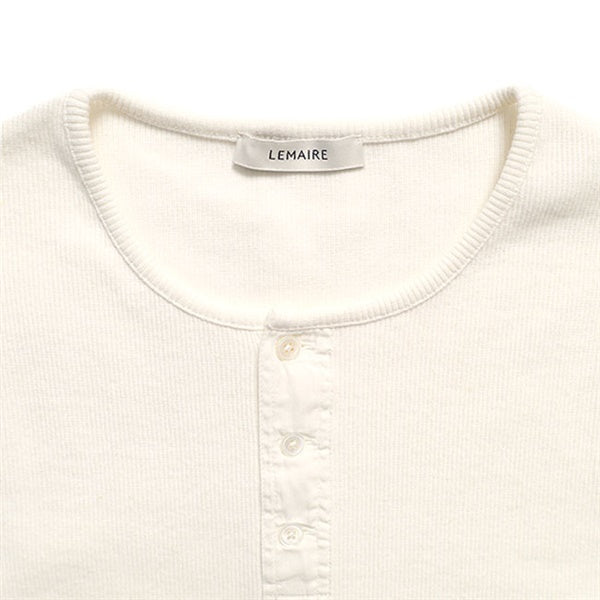 LEMAIRE ルメール コットンリネン ヘンリーネックリブTシャツ TS0007