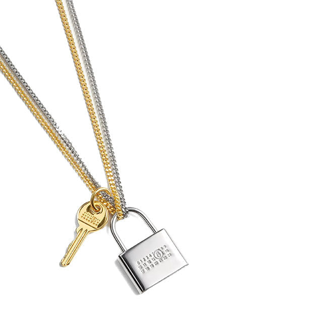 MM6 Lock and key two-tone necklace SM7UU0137 P9390 702