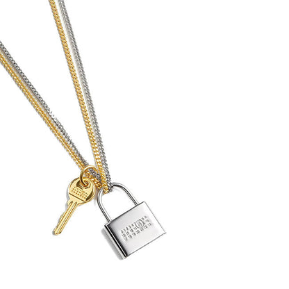 MM6 Lock and key two-tone necklace SM7UU0137 P9390 702