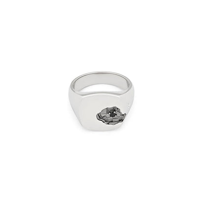 TOMWOOD Mined Ring Large Black Spinel 101677
