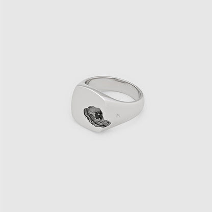 TOMWOOD Mined Ring Large Black Spinel 101677