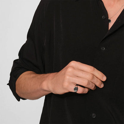 TOMWOOD Dan Ring Black Larvikite 101884