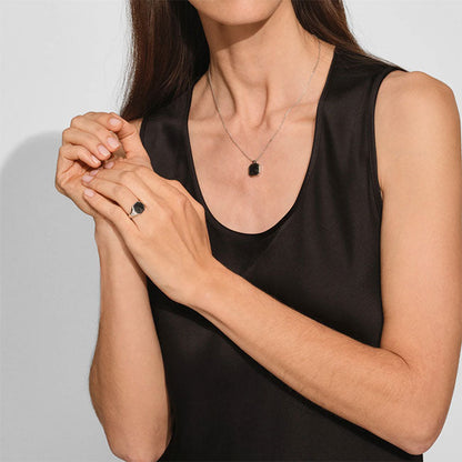 TOMWOOD Dan Ring Black Larvikite 101884