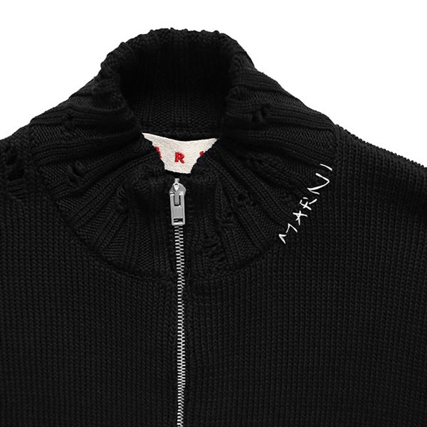 MARNI マルニ スタンドカラー ダメージ コットンニット ジップカーディガン CDMG0188A0 UFC652