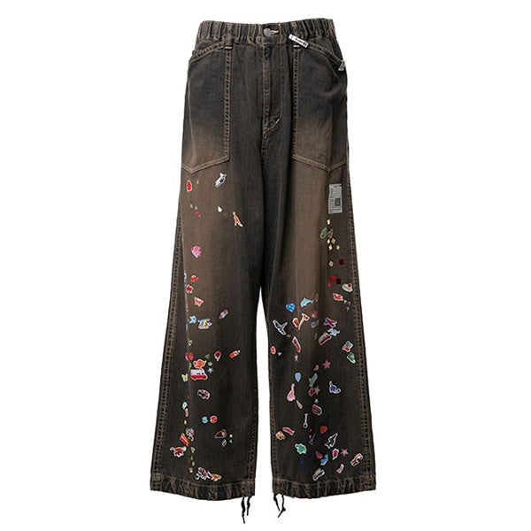Maison MIHARA YASUHIRO ミハラヤスヒロ キッズ ステッカー プリント ベイカー デニムパンツ J16PT124