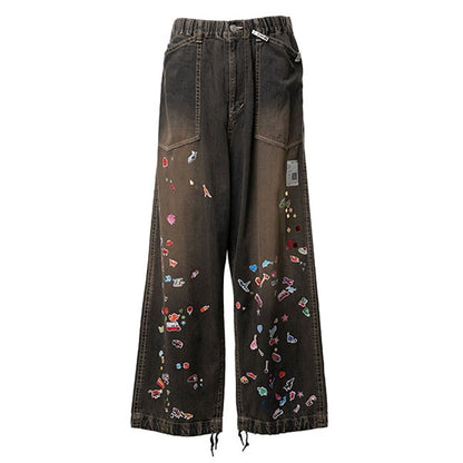 Maison MIHARA YASUHIRO ミハラヤスヒロ キッズ ステッカー プリント ベイカー デニムパンツ J16PT124