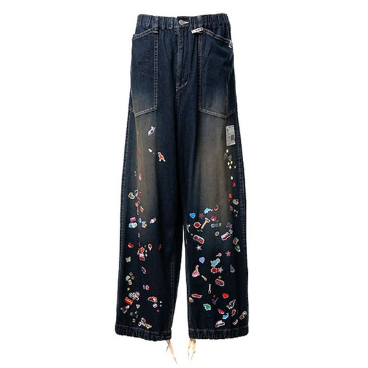 Maison MIHARA YASUHIRO ミハラヤスヒロ キッズ ステッカー プリント ベイカー デニムパンツ J16PT124
