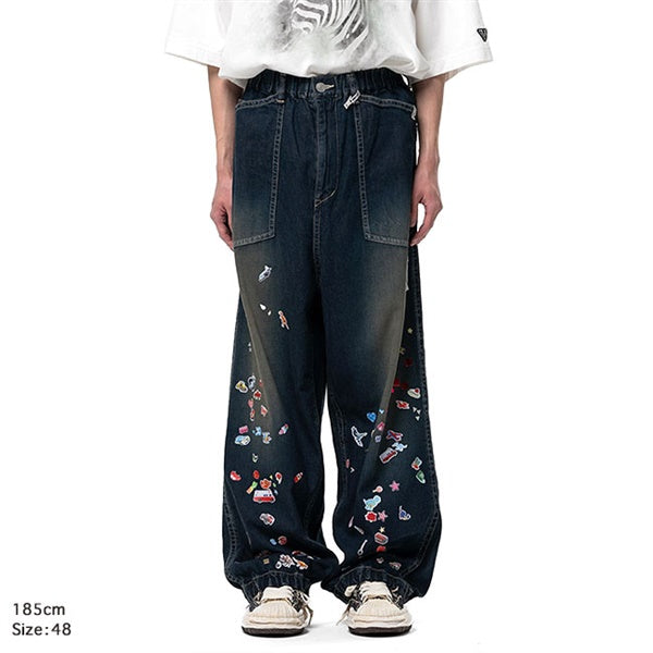 Maison MIHARA YASUHIRO ミハラヤスヒロ キッズ ステッカー プリント ベイカー デニムパンツ J16PT124
