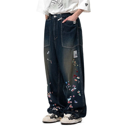 Maison MIHARA YASUHIRO ミハラヤスヒロ キッズ ステッカー プリント ベイカー デニムパンツ J16PT124