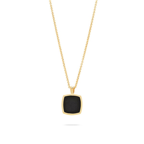 TOMWOOD gEbh 9K Cushion Pendant Onyx Gold S[h NbV IjLX y_g lbNX