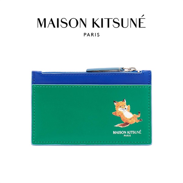 Maison Kitsune メゾンキツネ チラックスロゴ レザー コイン&カードケース KU05326LC0029