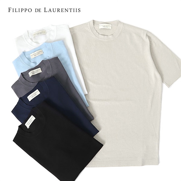 FILIPPO DE LAURENTIIS フィリッポデローレンティス コットンクレープ ハイゲージ ニットTシャツ TS0MC CR14R
