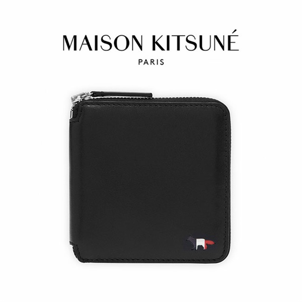 Maison Kitsune メゾンキツネ トリコロールフォックス ジップアラウンド レザー 2つ折り 財布 JU05330LC0031