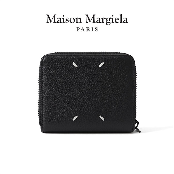 Maison Margiela メゾンマルジェラ グレインレザー ラウンドファスナー 二つ折り 財布 S55UI0197 P2686