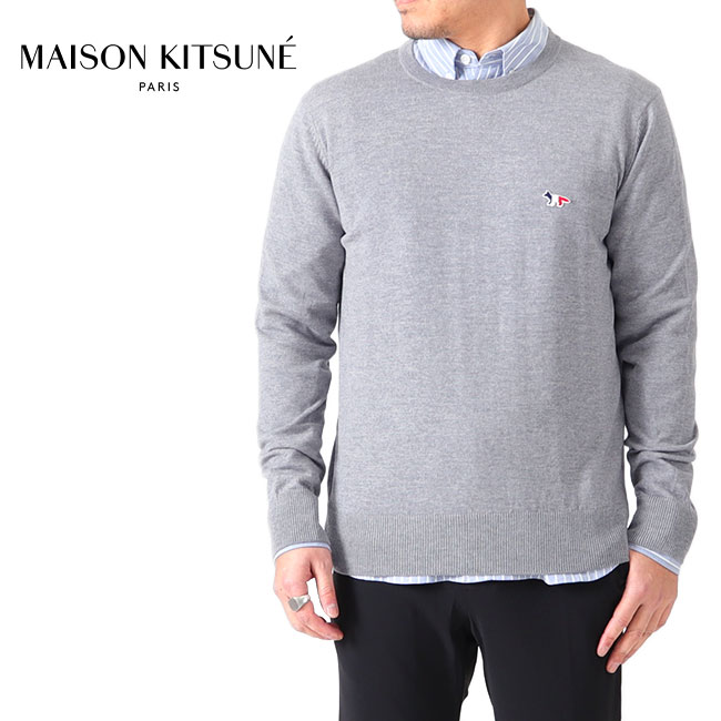 Maison Kitsune メゾンキツネ トリコ フォックスロゴ クルーネック ハイゲージ セーター AU00501KT10366