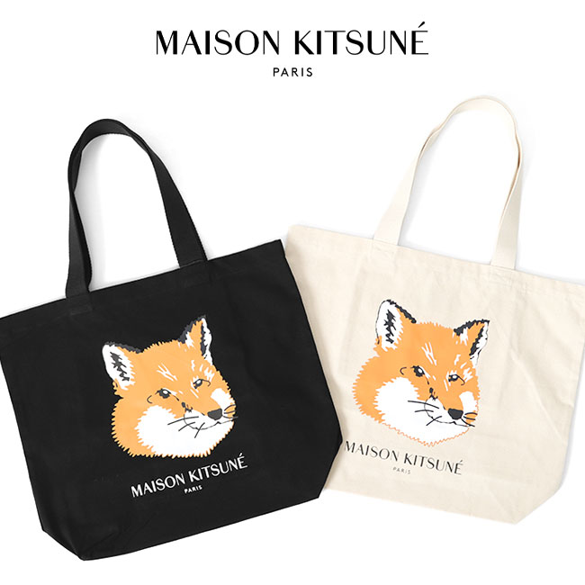 Maison Kitsune メゾン キツネ フォックスヘッドロゴ キャンバス トートバッグ EU05110WW0008