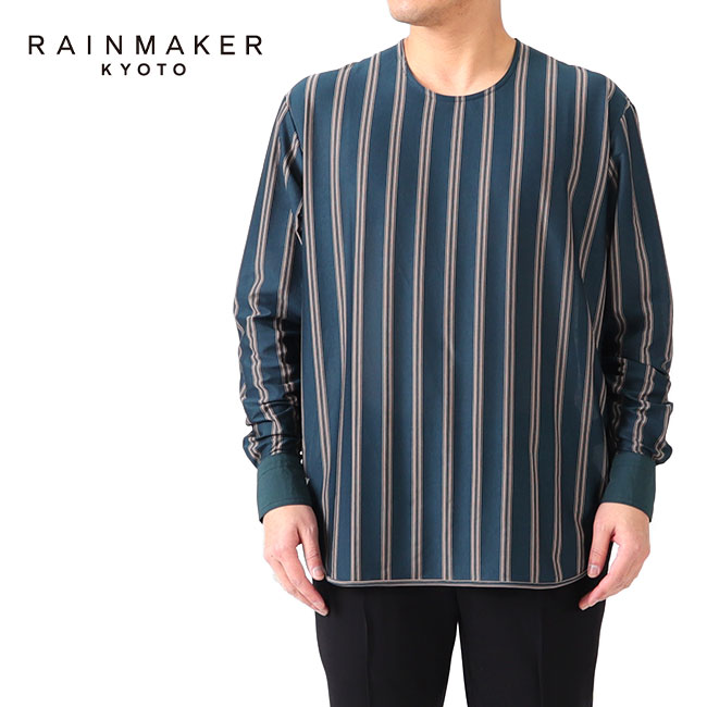 RAINMAKER レインメーカー カフス付き ストライプ ロングテールシャツ RM211-014