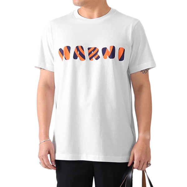 [SALE] MARNI マルニ ストライプロゴ プリントTシャツ HUMU0170P1 USCS78