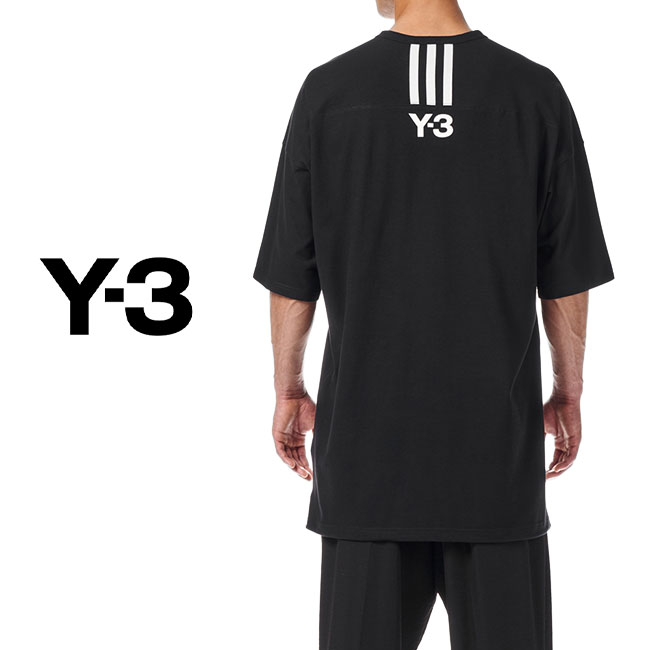 Y-3 ワイスリー オーバーサイズ 3ストライプ バックロゴ Tシャツ HG6089